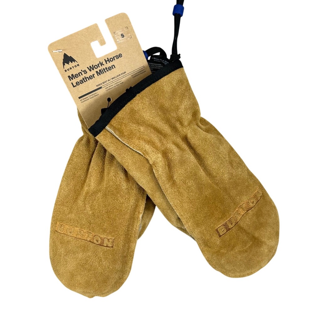 Burton Mens Work Horse Leather Mittens Size‎ S Tan New With Tags
